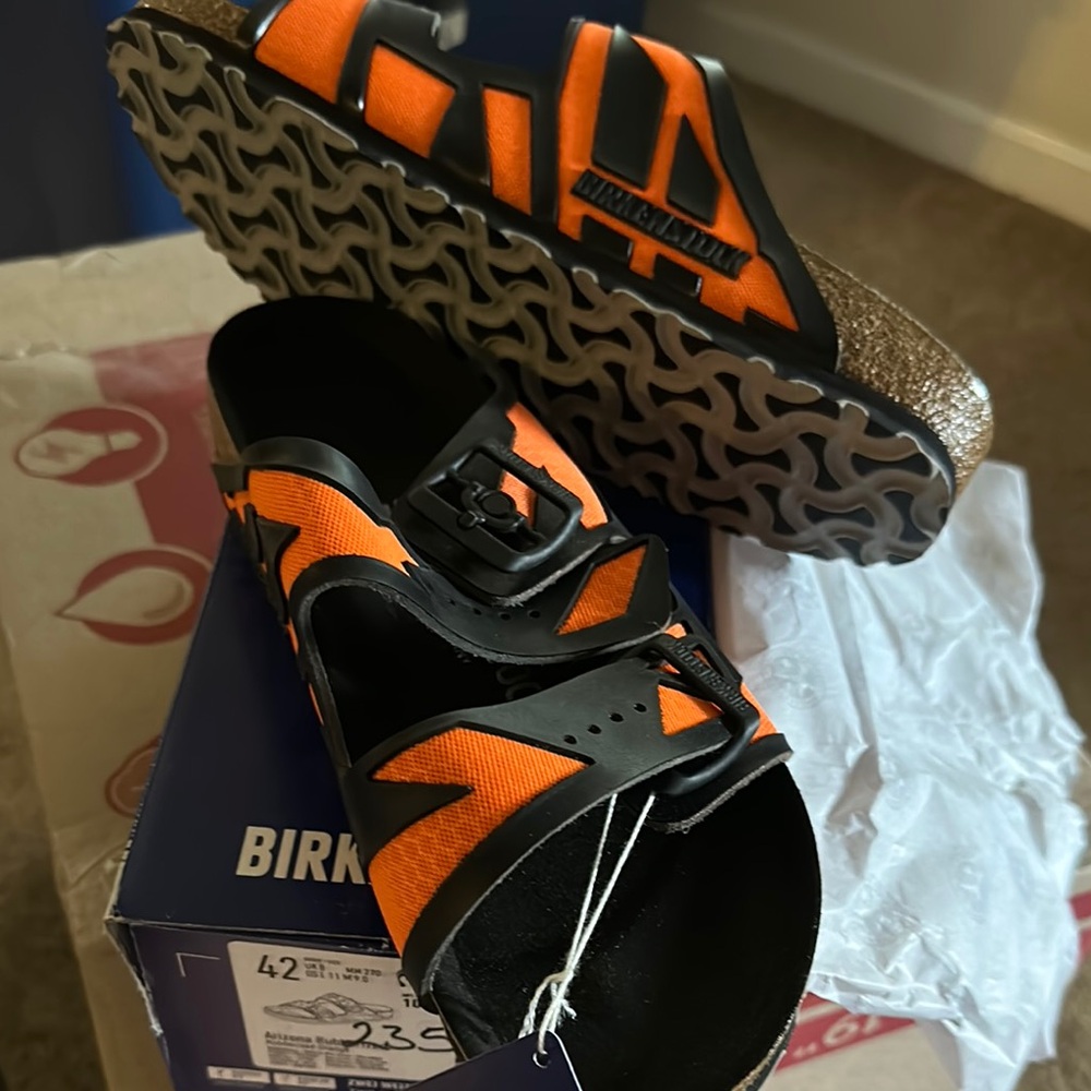 Birkenstock Orange and Black Sandals